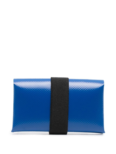 Shop Marni Origami Logo-print Pvc Wallet In Blue