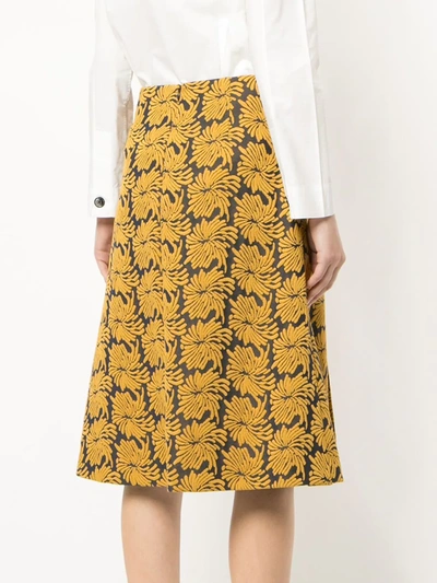 Shop Maison Margiela Belted Jacquard Midi Skirt In Blue