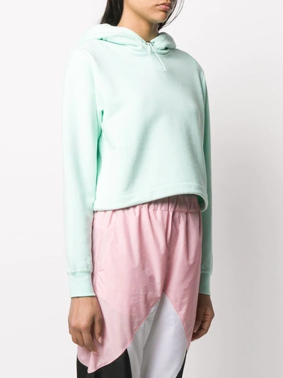 Kirin Logo Cropped Drawstring Hoodie In Green