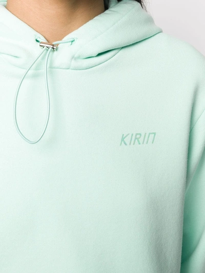 Shop Kirin Logo Cropped Drawstring Hoodie In Green
