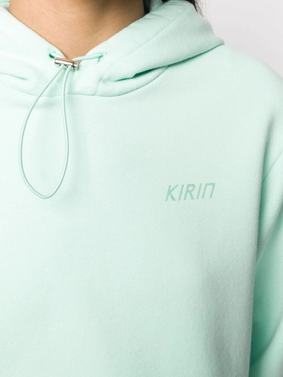 Kirin Logo Cropped Drawstring Hoodie In Green