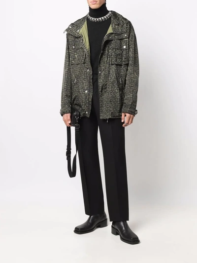 Balmain Repeat-logo Parka In Grün