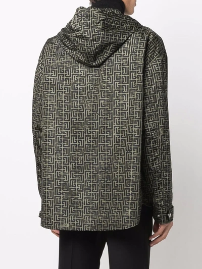 Balmain Repeat-logo Parka In Grün