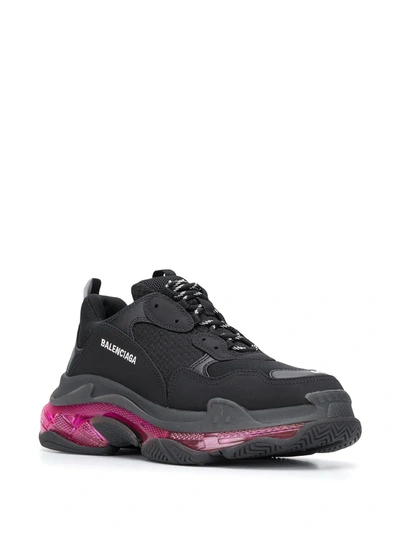 Shop Balenciaga Triple S Clear Sole Sneakers In Black