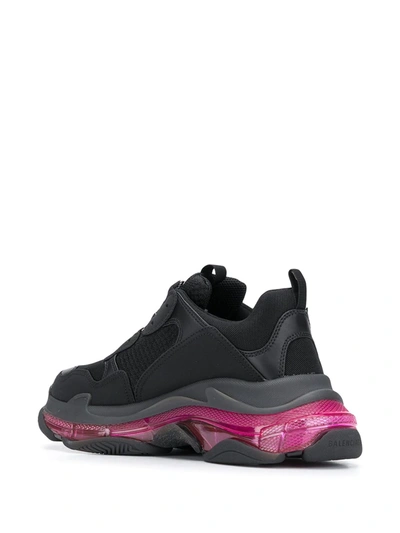 Shop Balenciaga Triple S Clear Sole Sneakers In Black