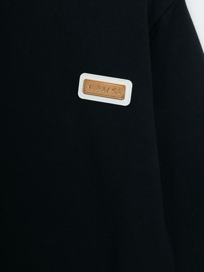 Shop Versace Logo-plaque Crewneck Sweatshirt In Blue