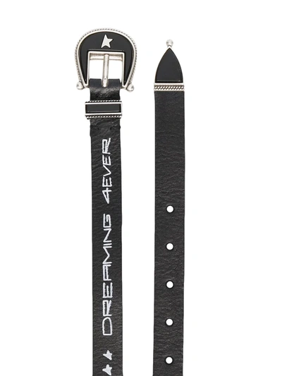 Shop Golden Goose Slogan-print Belt In Black
