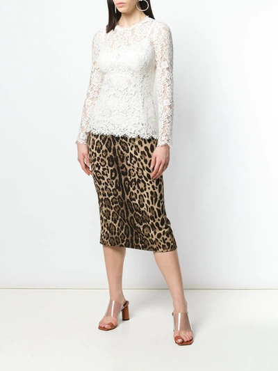 Dolce & Gabbana White Silk Lace Top In White