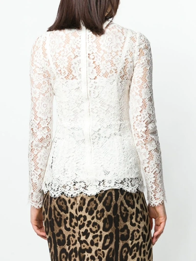 Shop Dolce & Gabbana Floral Lace Top In White