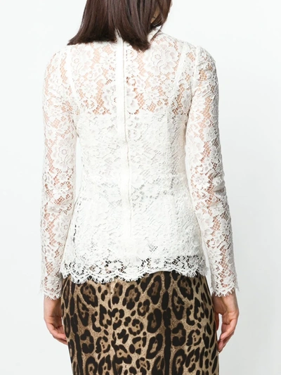 Dolce & Gabbana White Silk Lace Top In White