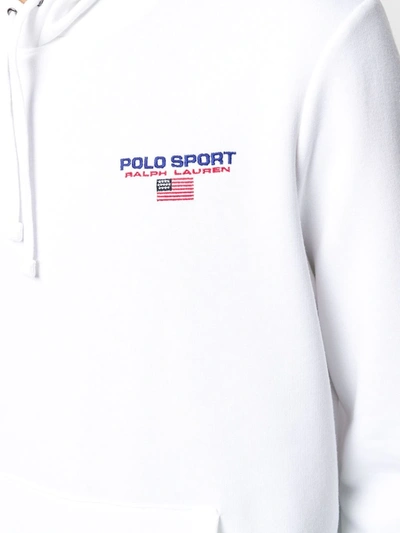 Shop Polo Ralph Lauren Logo Sport Hooded Sweatshirt In White