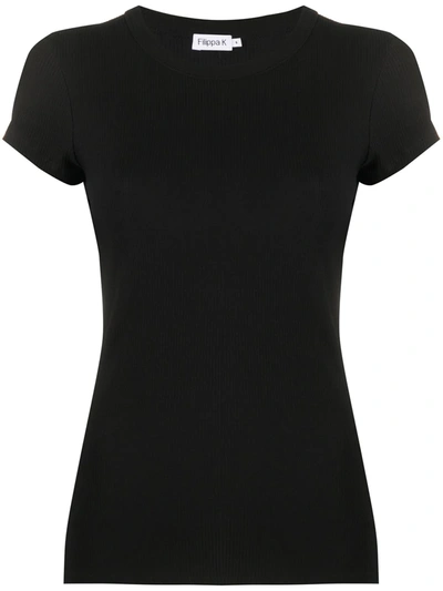 Shop Filippa K Ribbed Short-sleeve T-shirt In Black