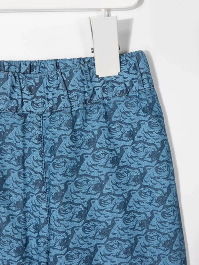 Shop Kenzo Tiger Print Trousers In Blue