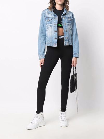 Philipp Plein Gem Logo-waistband Leggings In Schwarz
