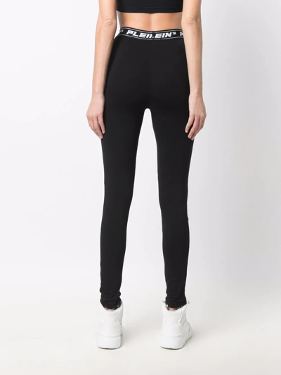 Philipp Plein Gem Logo-waistband Leggings In Schwarz