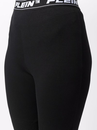 Philipp Plein Gem Logo-waistband Leggings In Schwarz