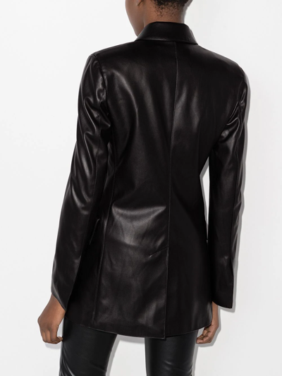 Shop Stand Studio Jodie Double-breasted Faux-leather Blazer In Black