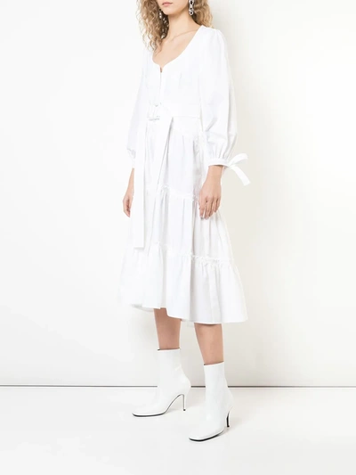 Shop Proenza Schouler Long Puff Sleeved Dress In White