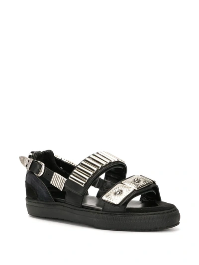 Shop Toga Embellished Flat Sandals In Black