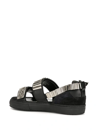 Shop Toga Embellished Flat Sandals In Black