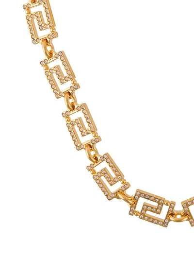 Shop Versace Greek Key Necklace In Gold