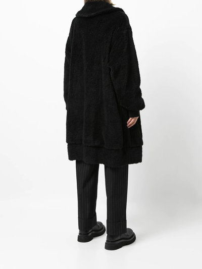Shop Yohji Yamamoto Oversized Wool Coat In Schwarz