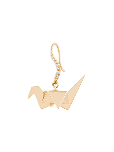 Shop Aurelie Bidermann 18kt Gold Origami Diamond Earring In Metallic
