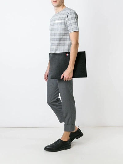 Thom Browne Signature Loop Tab Pebbled Clutch In Black