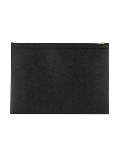Thom Browne Signature Loop Tab Pebbled Clutch In Black
