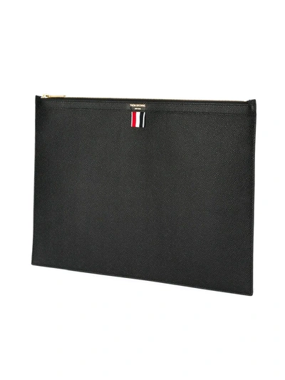 Shop Thom Browne Large Zipper Laptop Holder In Black