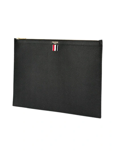 Thom Browne Signature Loop Tab Pebbled Clutch In Black