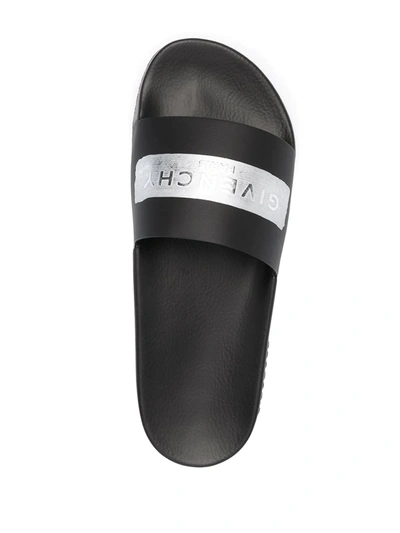 Shop Givenchy Logo-tape Slides In Black