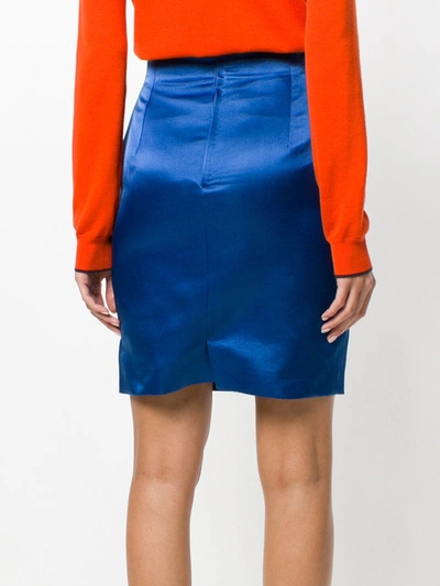 Pre-owned Versace High Rise Fitted Skirt In Blue