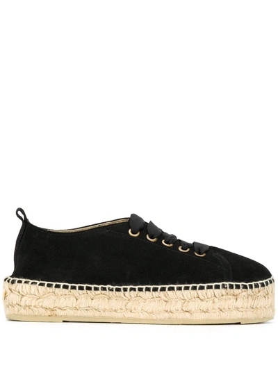 Shop Manebi Platform Lace-up Espadrilles In Black