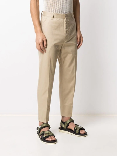 Shop Dsquared2 Cuffed Straight-leg Chino Trousers In Neutrals