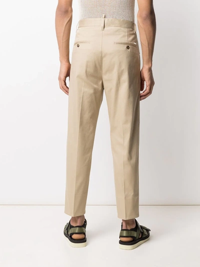 Shop Dsquared2 Cuffed Straight-leg Chino Trousers In Neutrals