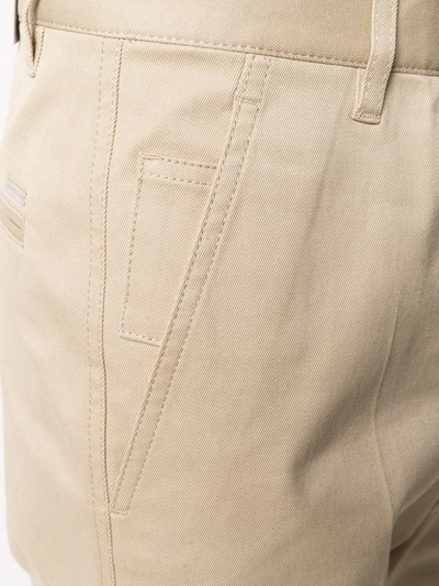 Shop Dsquared2 Cuffed Straight-leg Chino Trousers In Neutrals