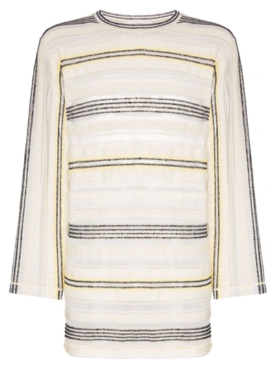 Shop Jil Sander Stripe Knit Jumper In Metallic