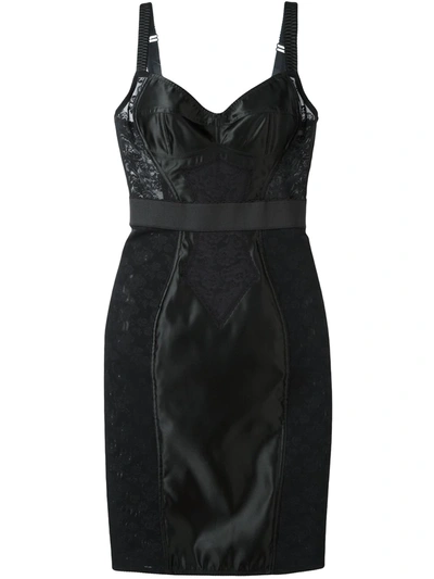 Shop Dolce & Gabbana Corset Slip Dress In Black