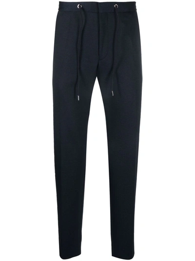 Shop Hugo Boss Drawstring-waist Tapered Trousers In Blue