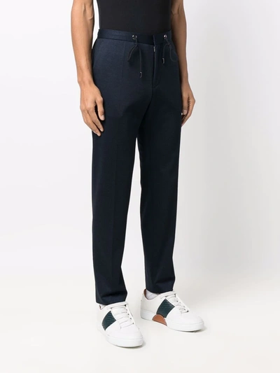 Shop Hugo Boss Drawstring-waist Tapered Trousers In Blue