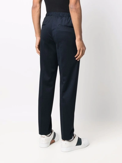 Shop Hugo Boss Drawstring-waist Tapered Trousers In Blue