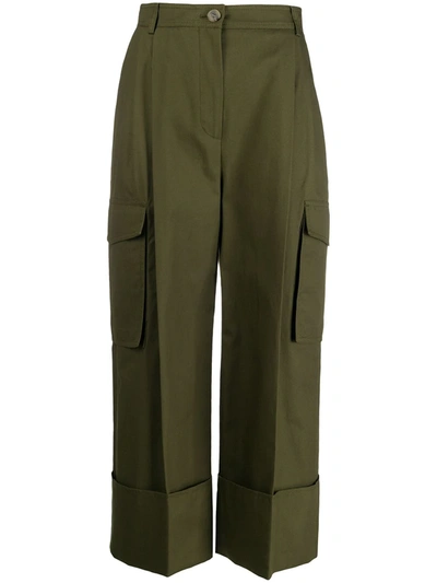 Shop Alexander Mcqueen Cropped Cargo Trousers In Green