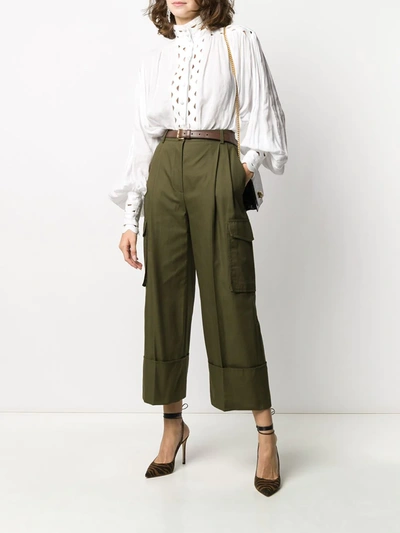 Shop Alexander Mcqueen Cropped Cargo Trousers In Green