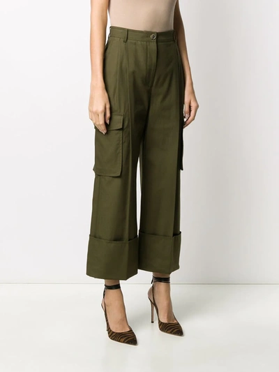 Shop Alexander Mcqueen Cropped Cargo Trousers In Green