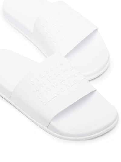 Shop Maison Margiela Shower Debossed-logo Slides In White