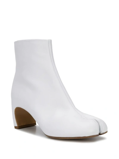 Shop Maison Margiela Tabi Zipped Ankle Boots In White