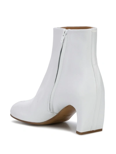 Shop Maison Margiela Tabi Zipped Ankle Boots In White