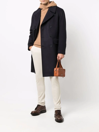 Shop Mackintosh Redford Double-breasted Coat In Blau