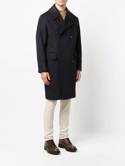 Shop Mackintosh Redford Double-breasted Coat In Blau